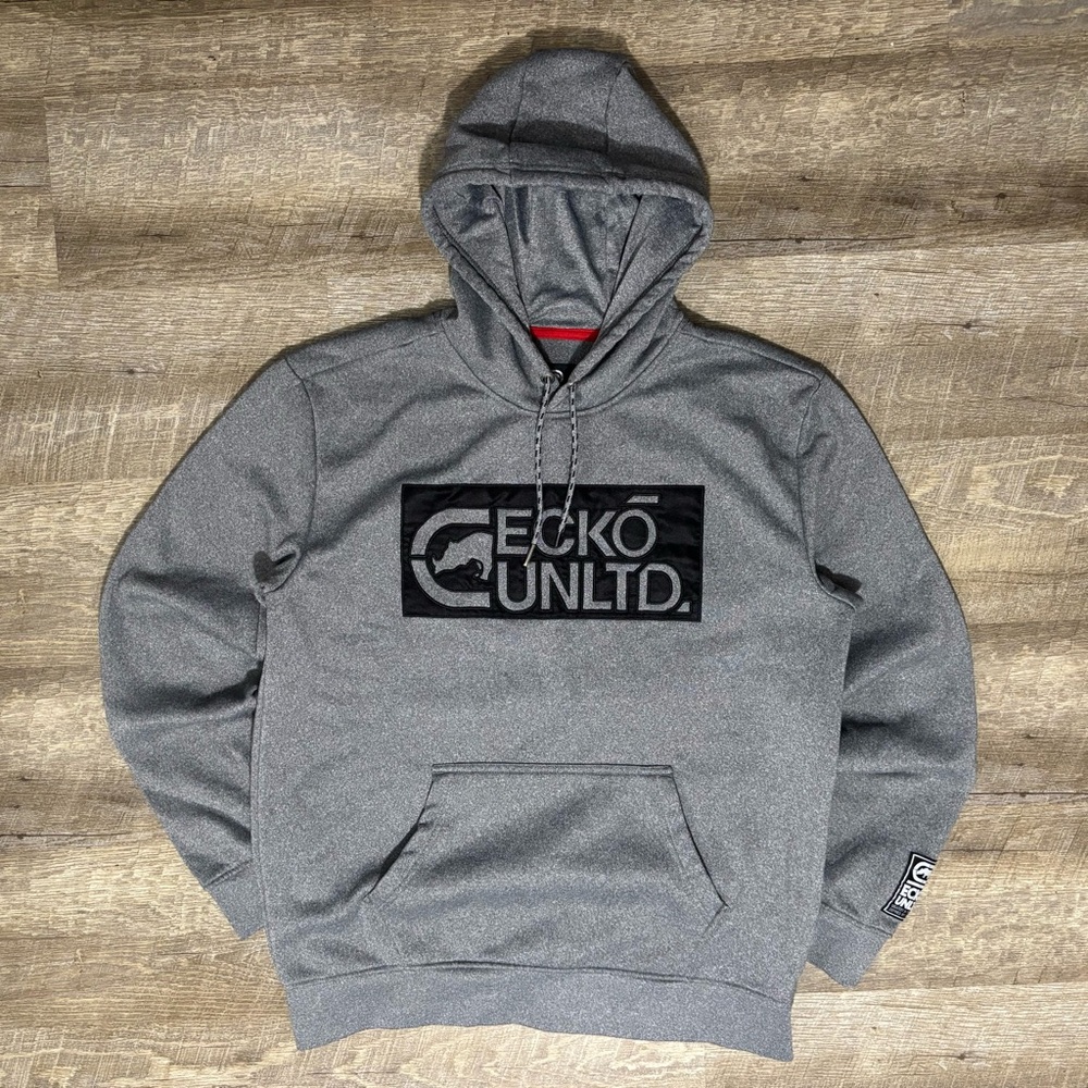 Ecko Unltd Rhino Hoodie Pullover Men's L Gray Spellout Y2K Streetwear